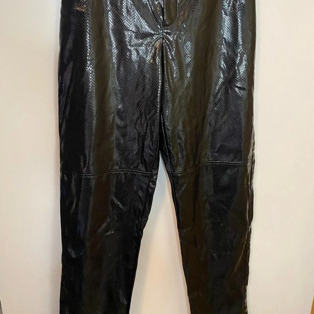 1980s Black Snake Skin Pleather High Waisted Pants